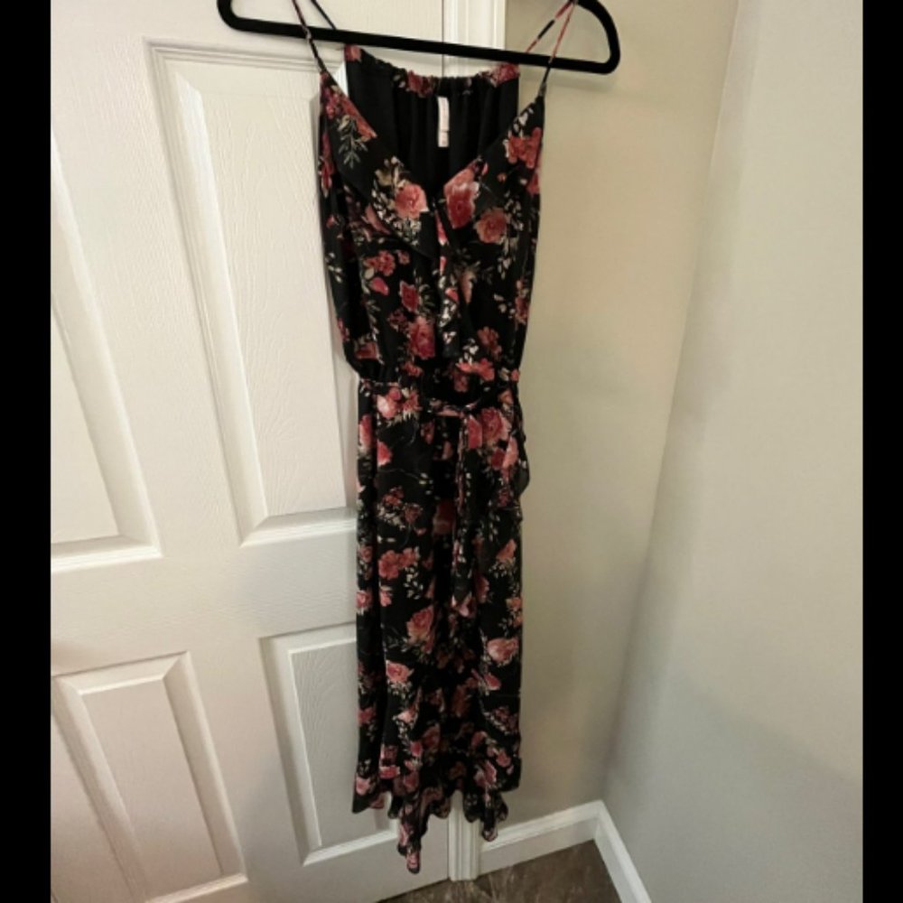 Floral Faux Wrap High-Low Maxi Dress